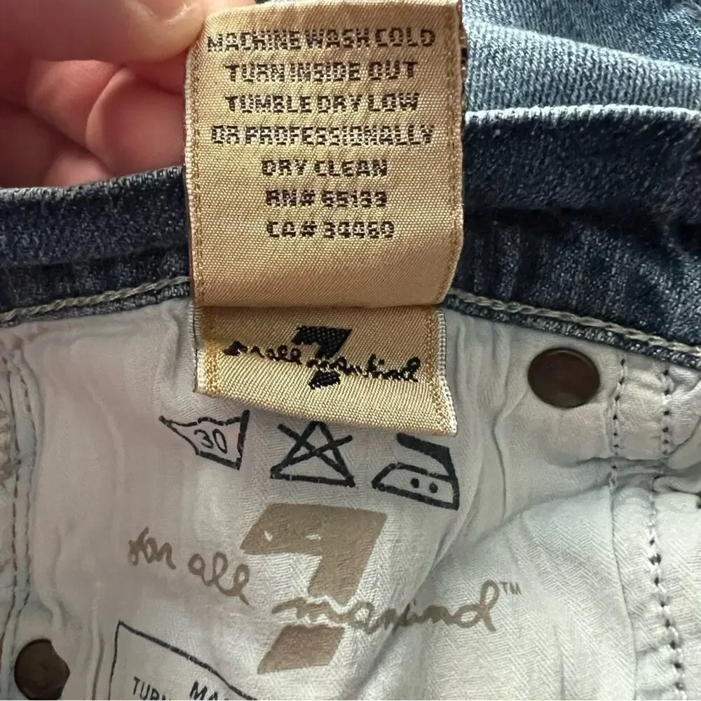 7 For All Mankind Girls Medium Wash Gem Pocket Bootcut Jeans- Size 26